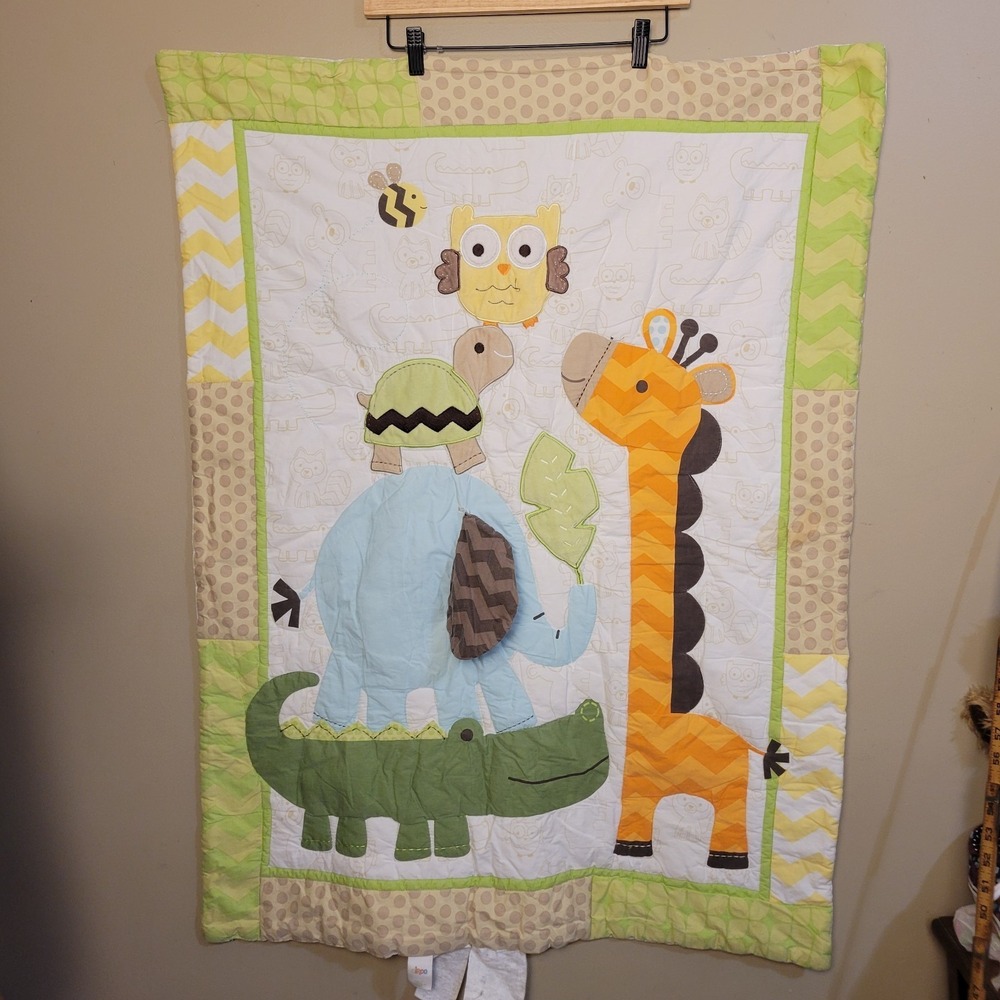 Circo Baby Blanket Comforter Elephant Owl Turtle Giraffe Alligator Brown Green